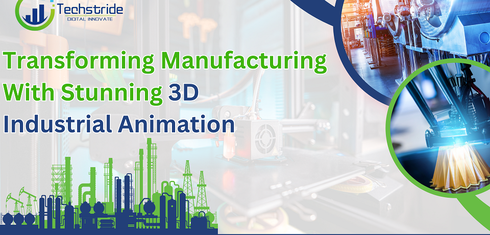Stunning 3D industrial animation illustrating advanced manufacturing processes and machinery